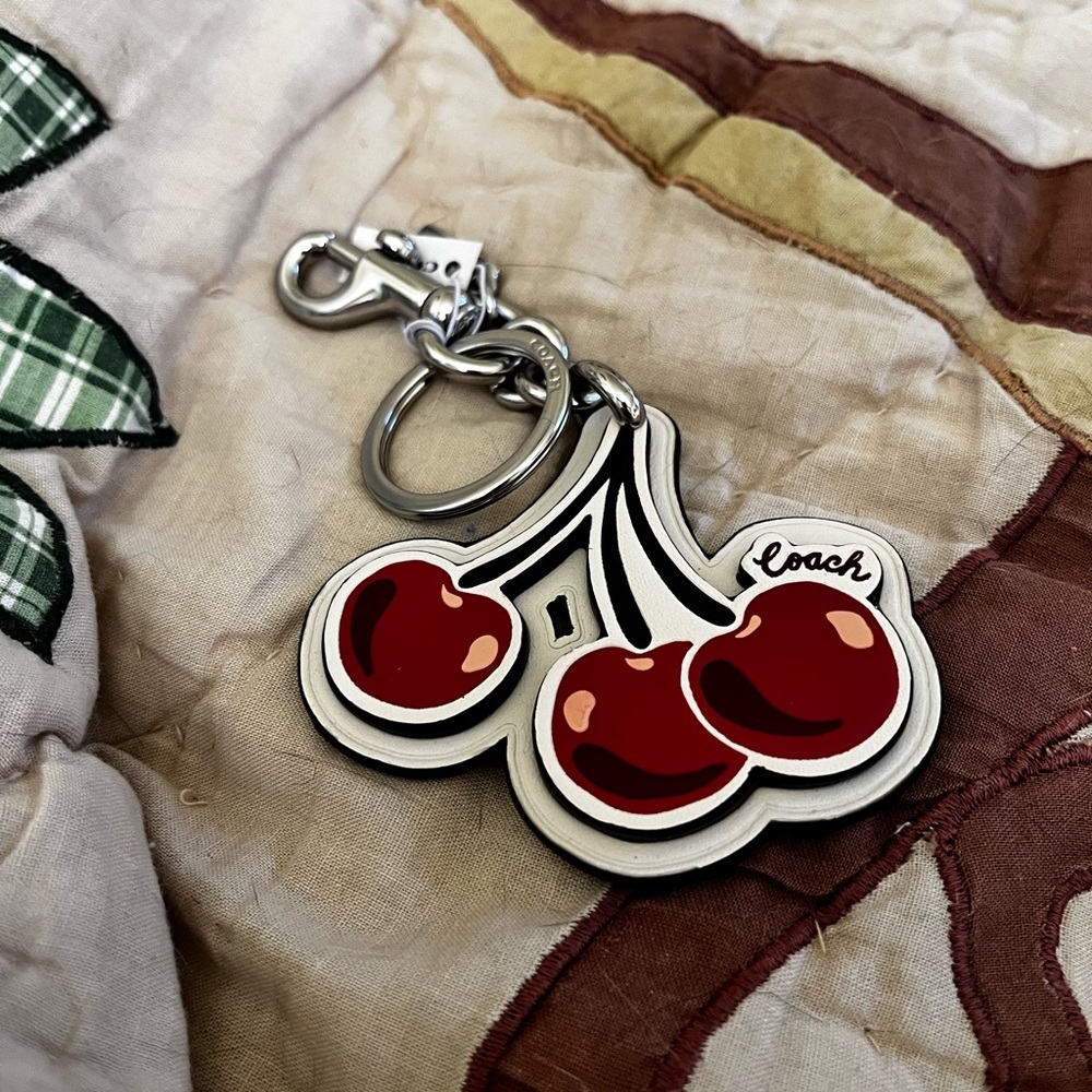 Coach Red Cherry Leather Bag Charm/Keychain